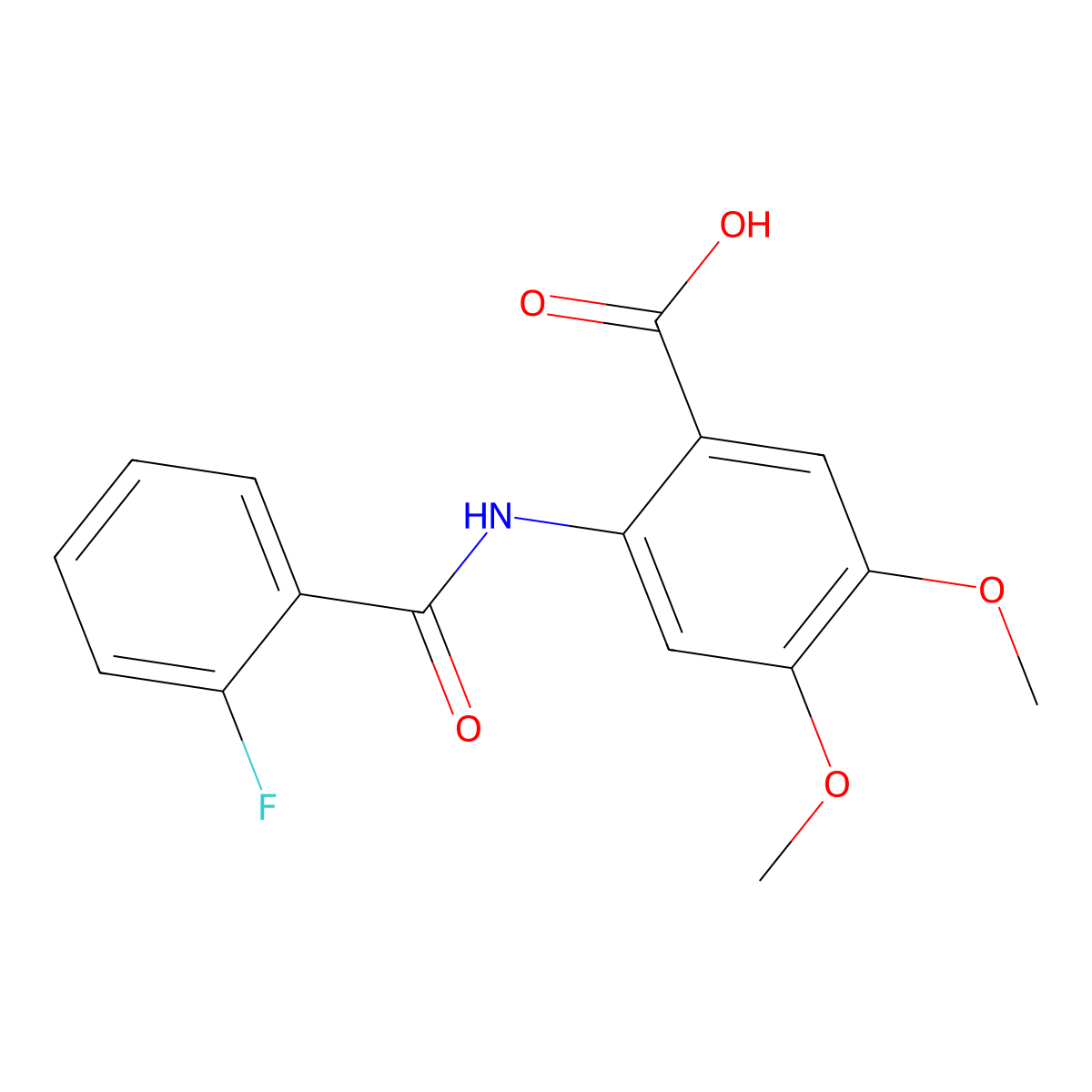 2-{[(2-Fluorophenyl)carbonyl]amino}-4,5-dimethoxybenzoic acid molecular structure, CAS 424810-24-2
