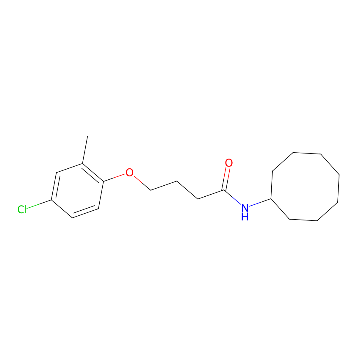 4-(4-chloro-2-methylphenoxy)-N-cyclooctylbutanamide molecular structure, CAS 424810-28-6