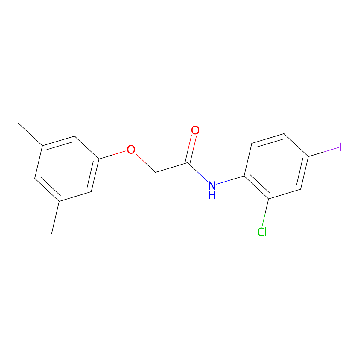 N-(2-chloro-4-iodophenyl)-2-(3,5-dimethylphenoxy)acetamide molecular structure, CAS 424810-32-2