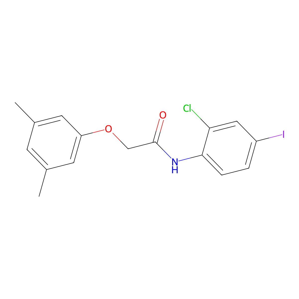 N-(2-chloro-4-iodophenyl)-2-(3,5-dimethylphenoxy)acetamide molecular structure, CAS 424810-32-2