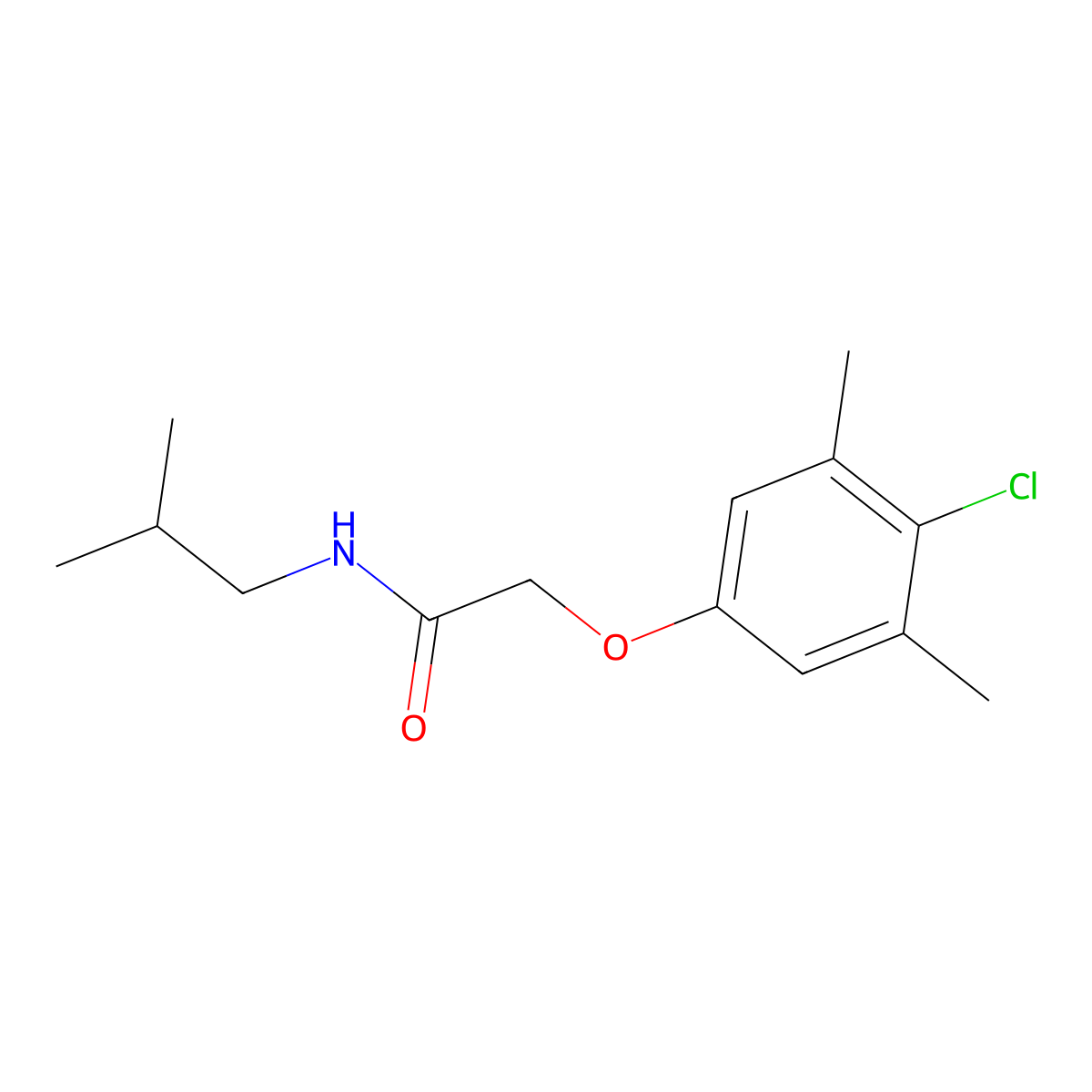 2-(4-chloro-3,5-dimethylphenoxy)-N-(2-methylpropyl)acetamide molecular structure, CAS 424810-45-7