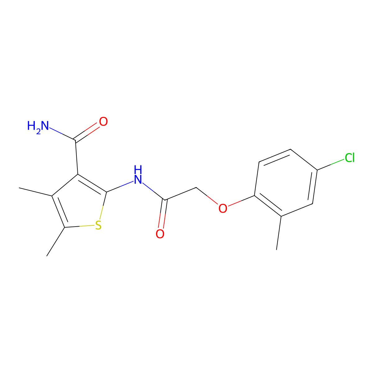 2-[[2-(4-Chloro-2-methylphenoxy)acetyl]amino]-4,5-dimethylthiophene-3-carboxamide molecular structure, CAS 424810-50-4