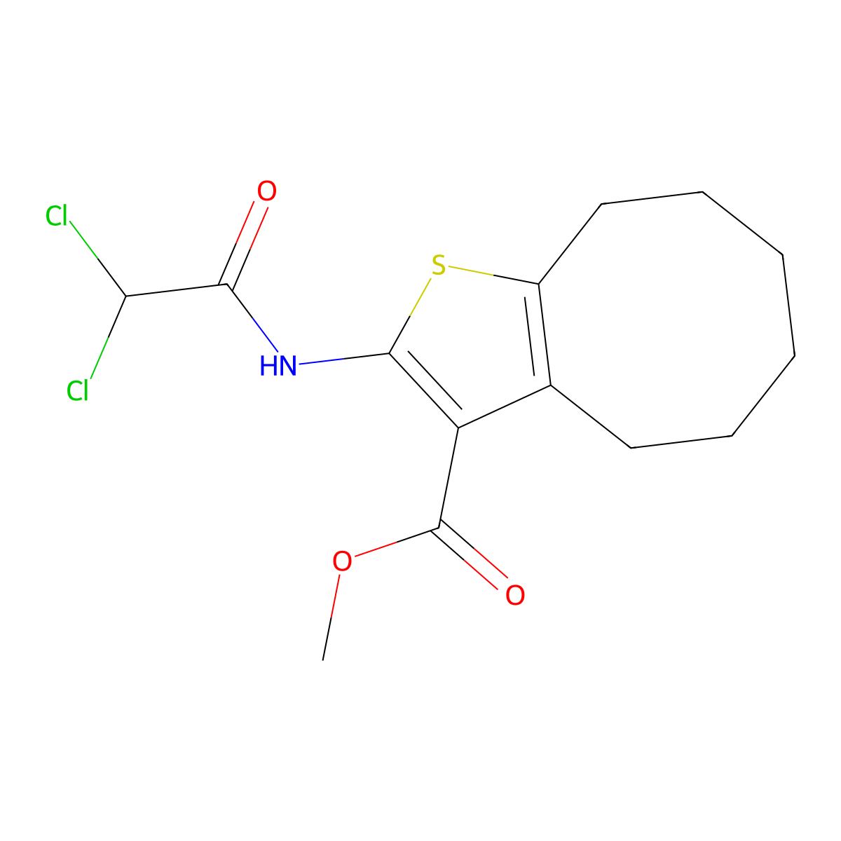Methyl 2-[(2,2-dichloroacetyl)amino]-4,5,6,7,8,9-hexahydrocycloocta[b]thiophene-3-carboxylate molecular structure, CAS 424810-59-3