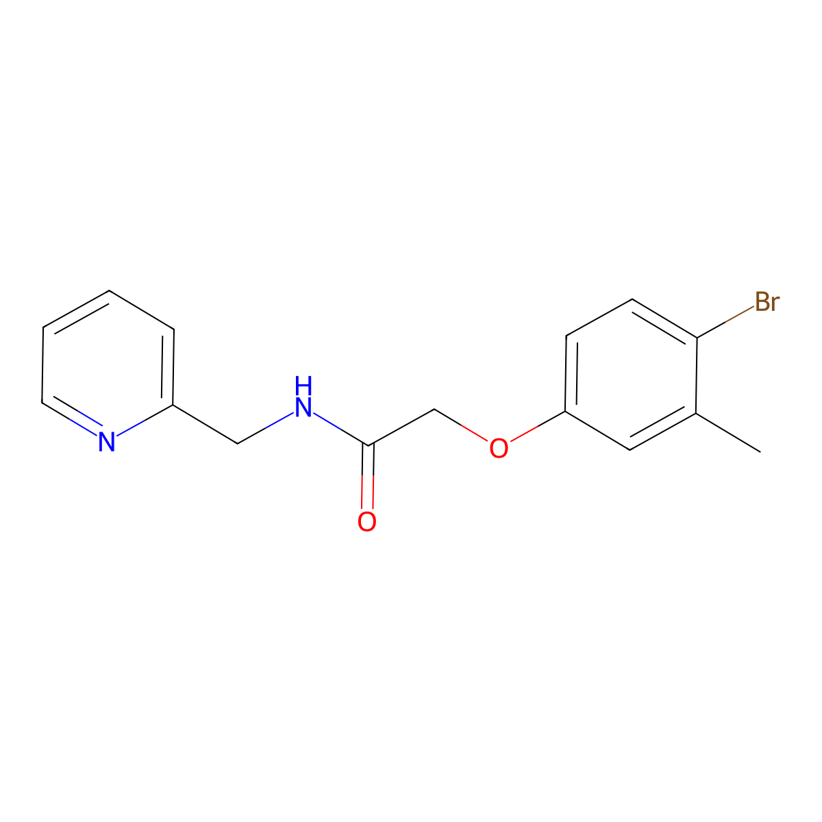 2-(4-bromo-3-methylphenoxy)-N-(pyridin-2-ylmethyl)acetamide molecular structure, CAS 424810-72-0
