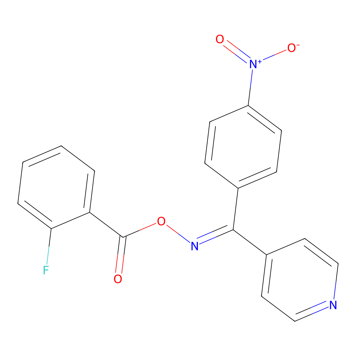 (4-Nitrophenyl)-4-pyridinylmethanone O-(2-fluorobenzoyl)oxime molecular structure, CAS 424810-79-7