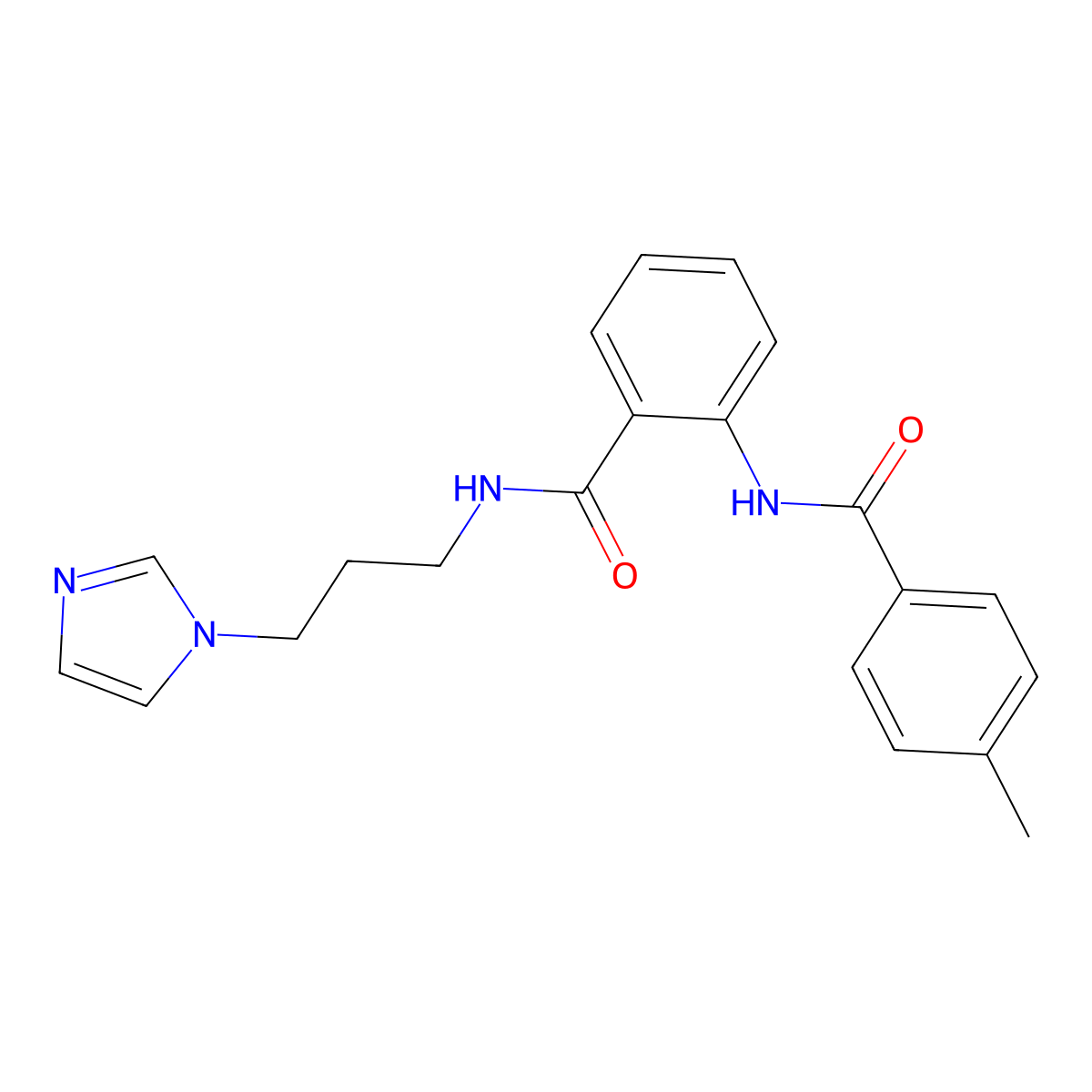 N-(3-imidazol-1-ylpropyl)-2-[(4-methylbenzoyl)amino]benzamide molecular structure, CAS 424810-92-4
