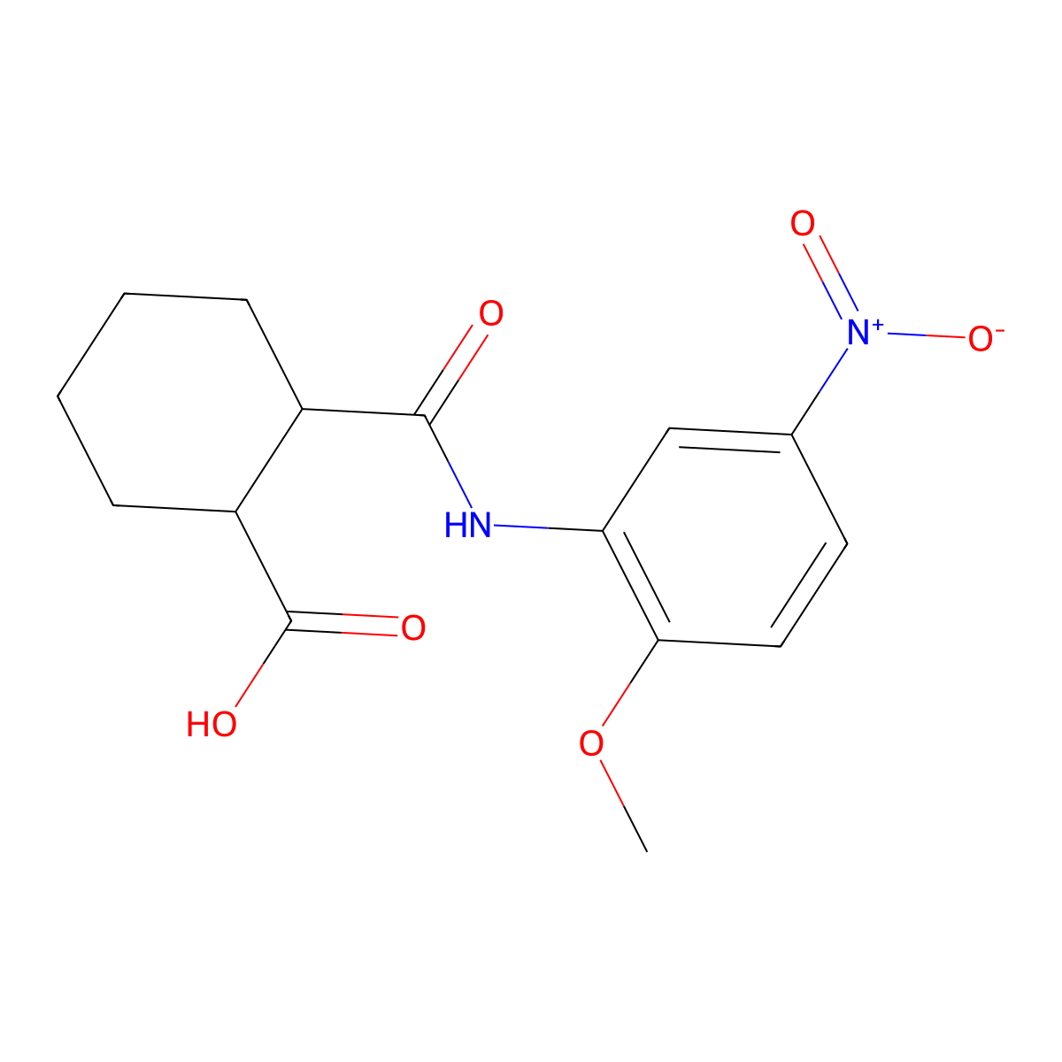2-({5-Nitro-2-methoxyanilino}carbonyl)cyclohexanecarboxylic acid molecular structure, CAS 424811-77-8