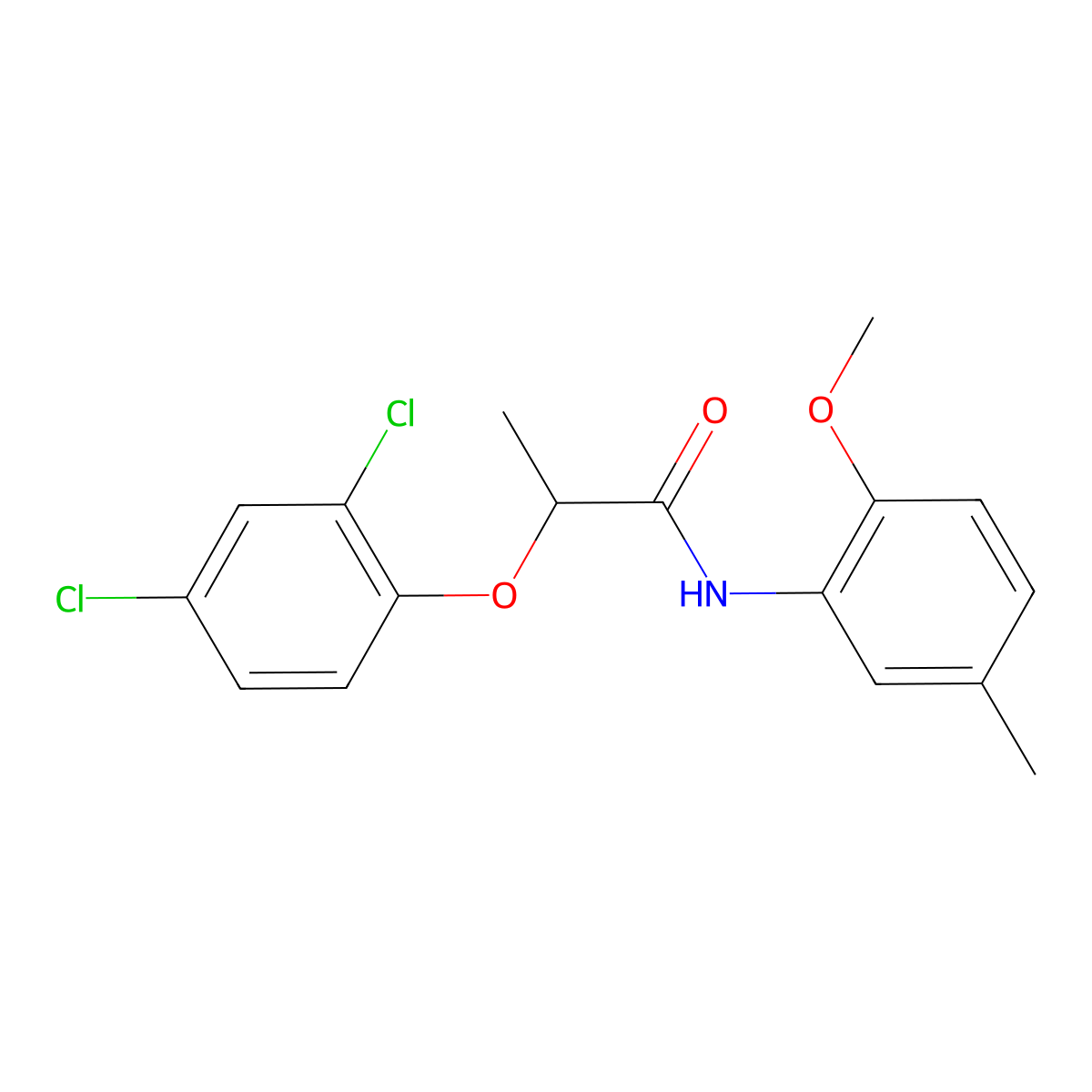 2-(2,4-dichlorophenoxy)-N-(2-methoxy-5-methylphenyl)propanamide molecular structure, CAS 424812-18-0