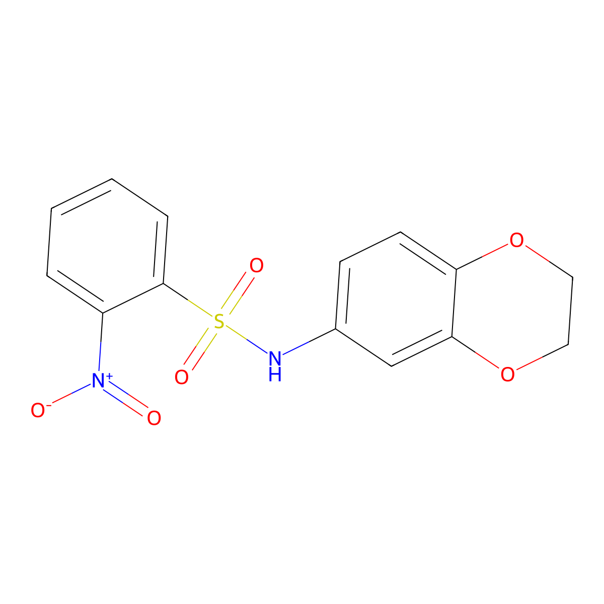 N-(2,3-dihydro-1,4-benzodioxin-6-yl)-2-nitrobenzenesulfonamide molecular structure, CAS 424812-21-5