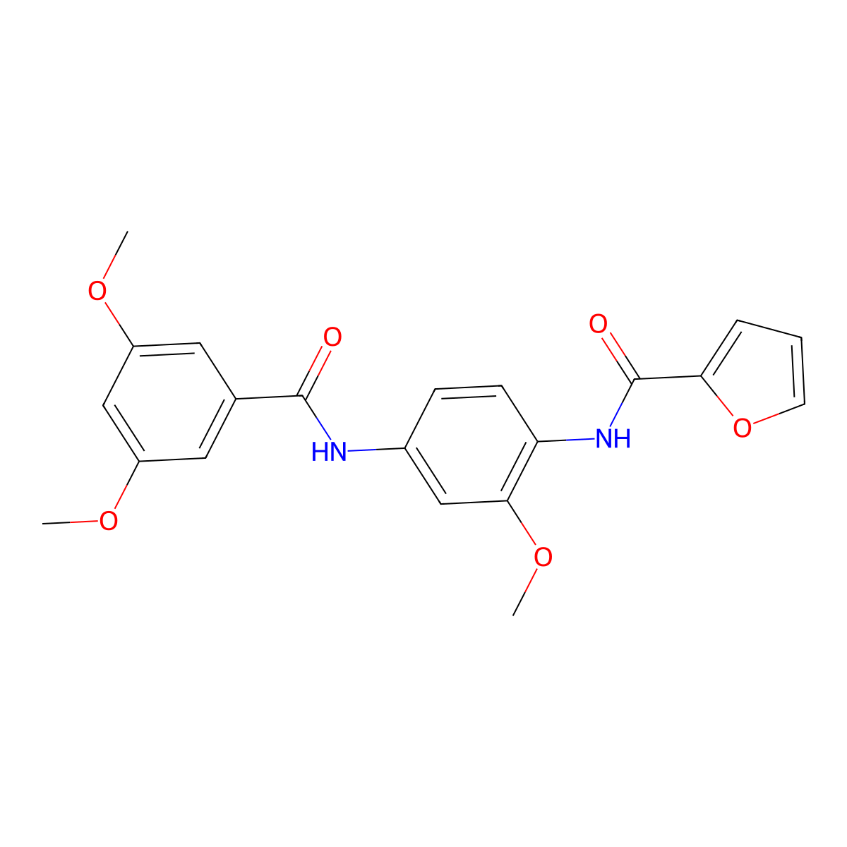 N-{4-[(3,5-dimethoxybenzoyl)amino]-2-methoxyphenyl}-2-furamide molecular structure, CAS 424812-42-0