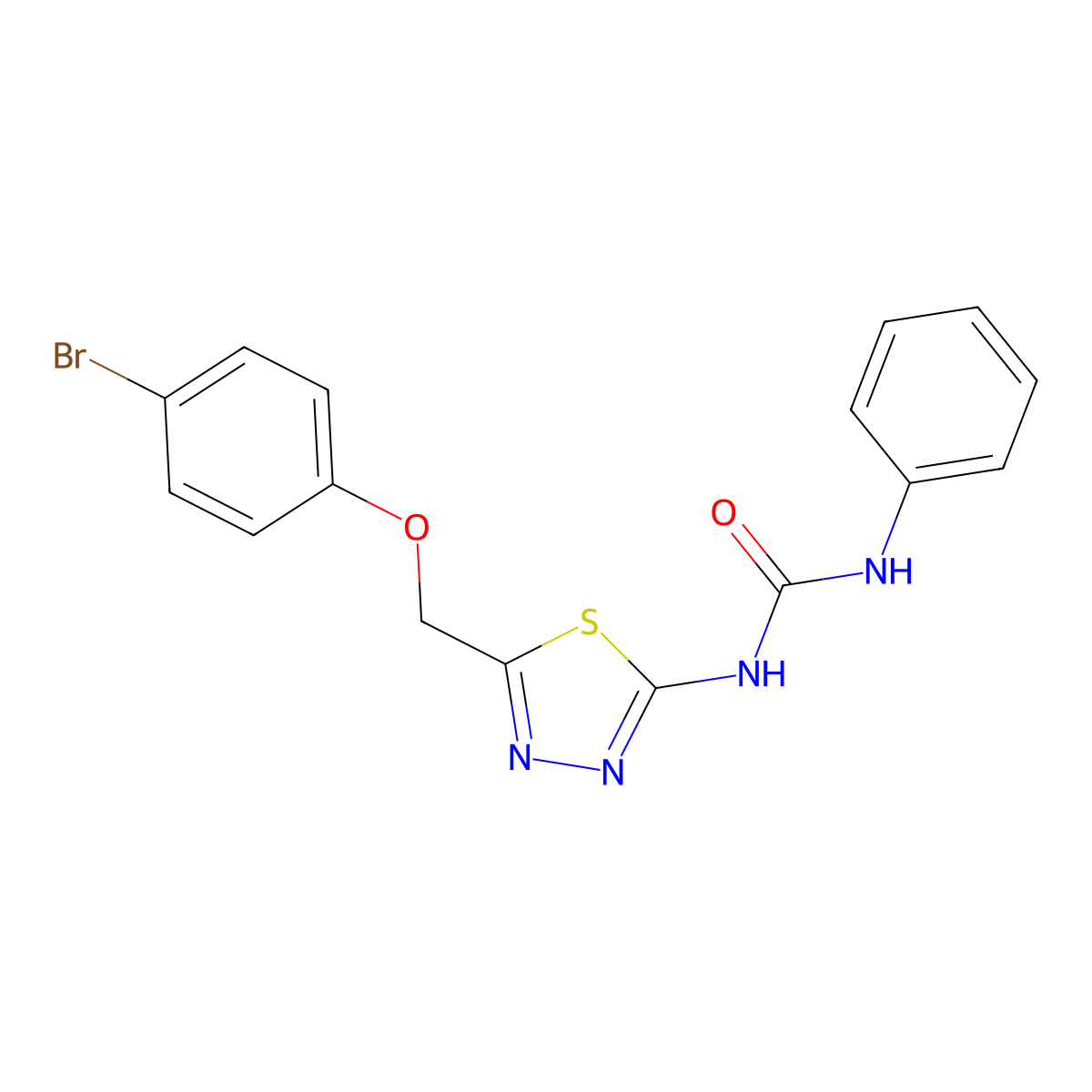 1-[5-[(4-Bromophenoxy)methyl]-1,3,4-thiadiazol-2-yl]-3-phenylurea molecular structure, CAS 424812-84-0