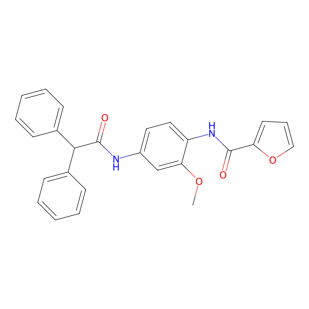 N-[4-[(2,2-diphenylacetyl)amino]-2-methoxyphenyl]furan-2-carboxamide molecular structure, CAS 424812-95-3