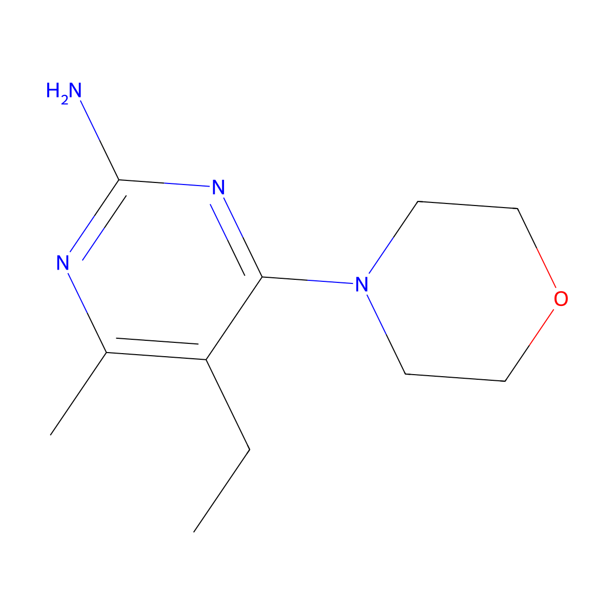 5-Ethyl-4-methyl-6-(morpholin-4-yl)pyrimidin-2-amine molecular structure, CAS 424813-05-8