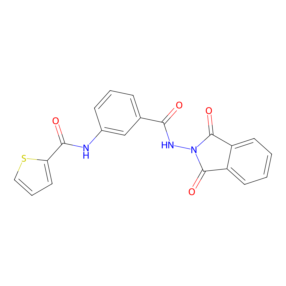 N-[3-[(1,3-dioxoisoindol-2-yl)carbamoyl]phenyl]thiophene-2-carboxamide molecular structure, CAS 424813-32-1