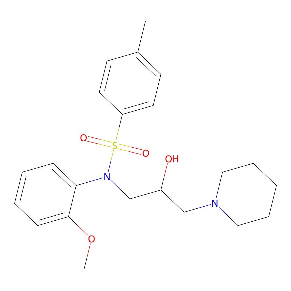 N-(2-hydroxy-3-piperidin-1-ylpropyl)-N-(2-methoxyphenyl)-4-methylbenzenesulfonamide molecular structure, CAS 424813-51-4