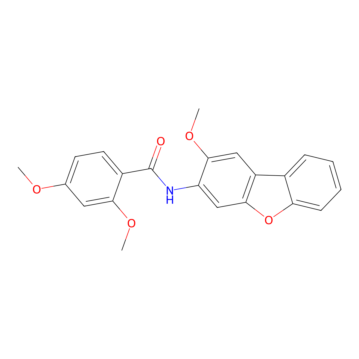 2,4-dimethoxy-N-(2-methoxydibenzofuran-3-yl)benzamide molecular structure, CAS 424813-67-2
