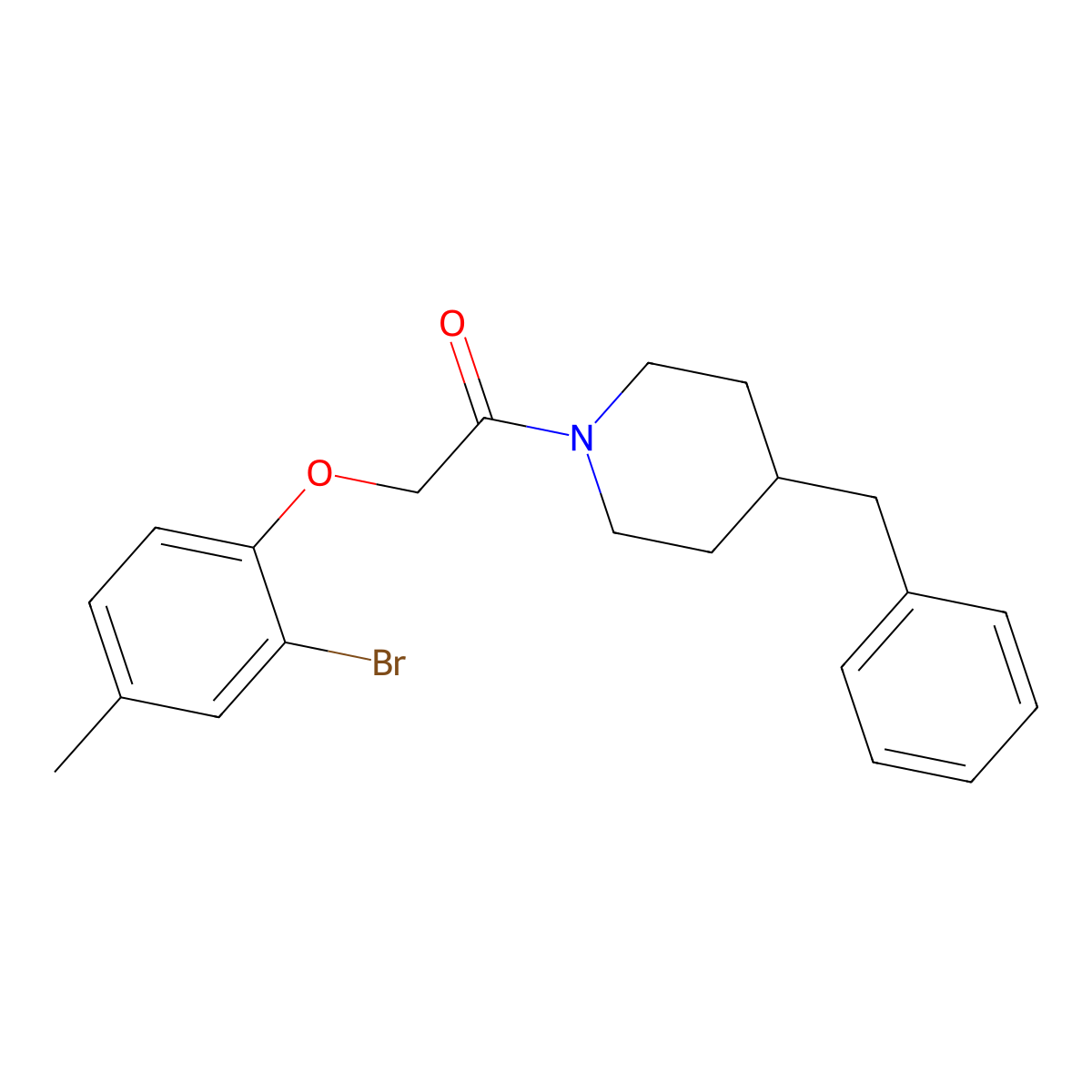 1-(4-Benzylpiperidin-1-yl)-2-(2-bromo-4-methylphenoxy)ethanone molecular structure, CAS 424813-79-6