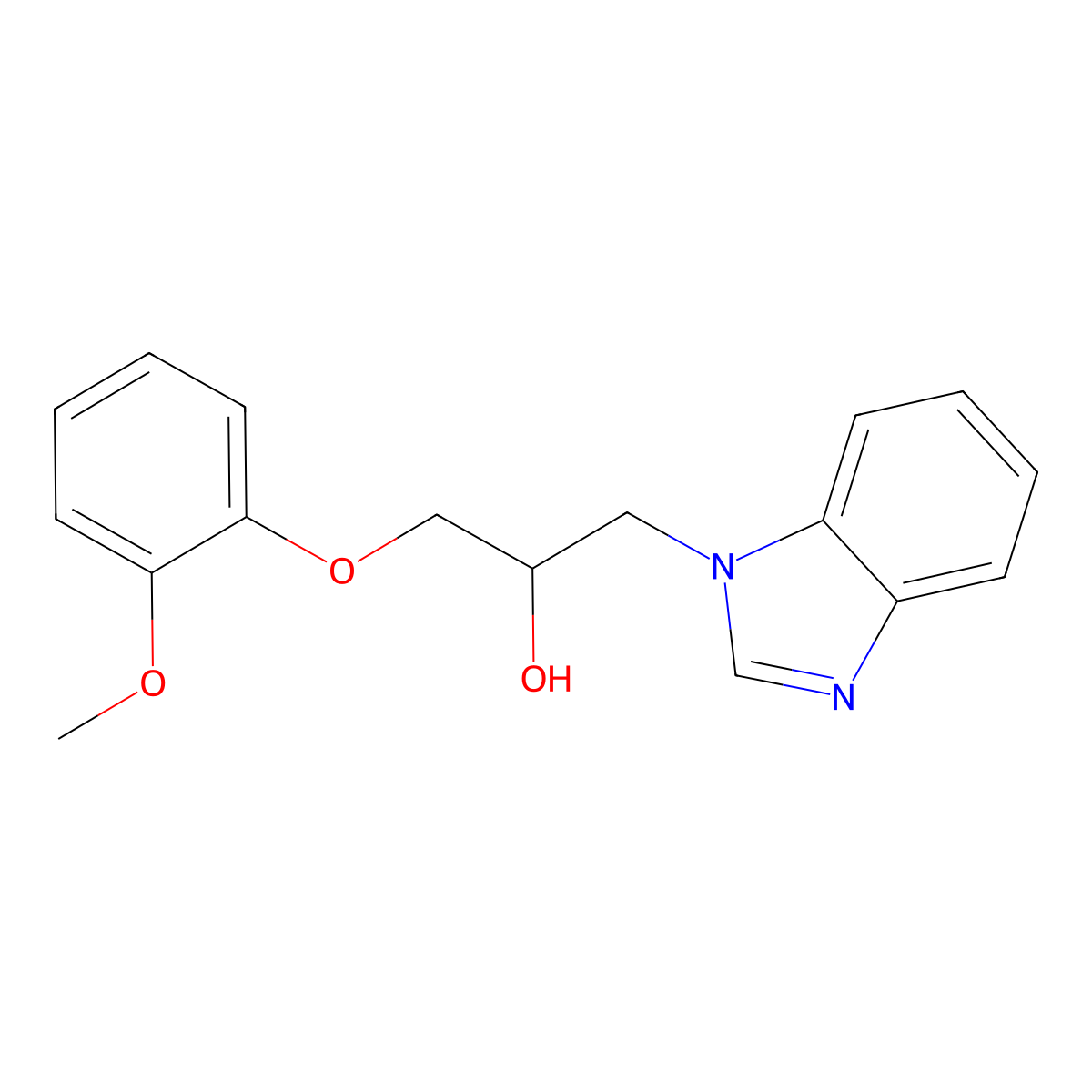 1-Benzimidazolyl-3-(2-methoxyphenoxy)propan-2-ol molecular structure, CAS 424814-31-3