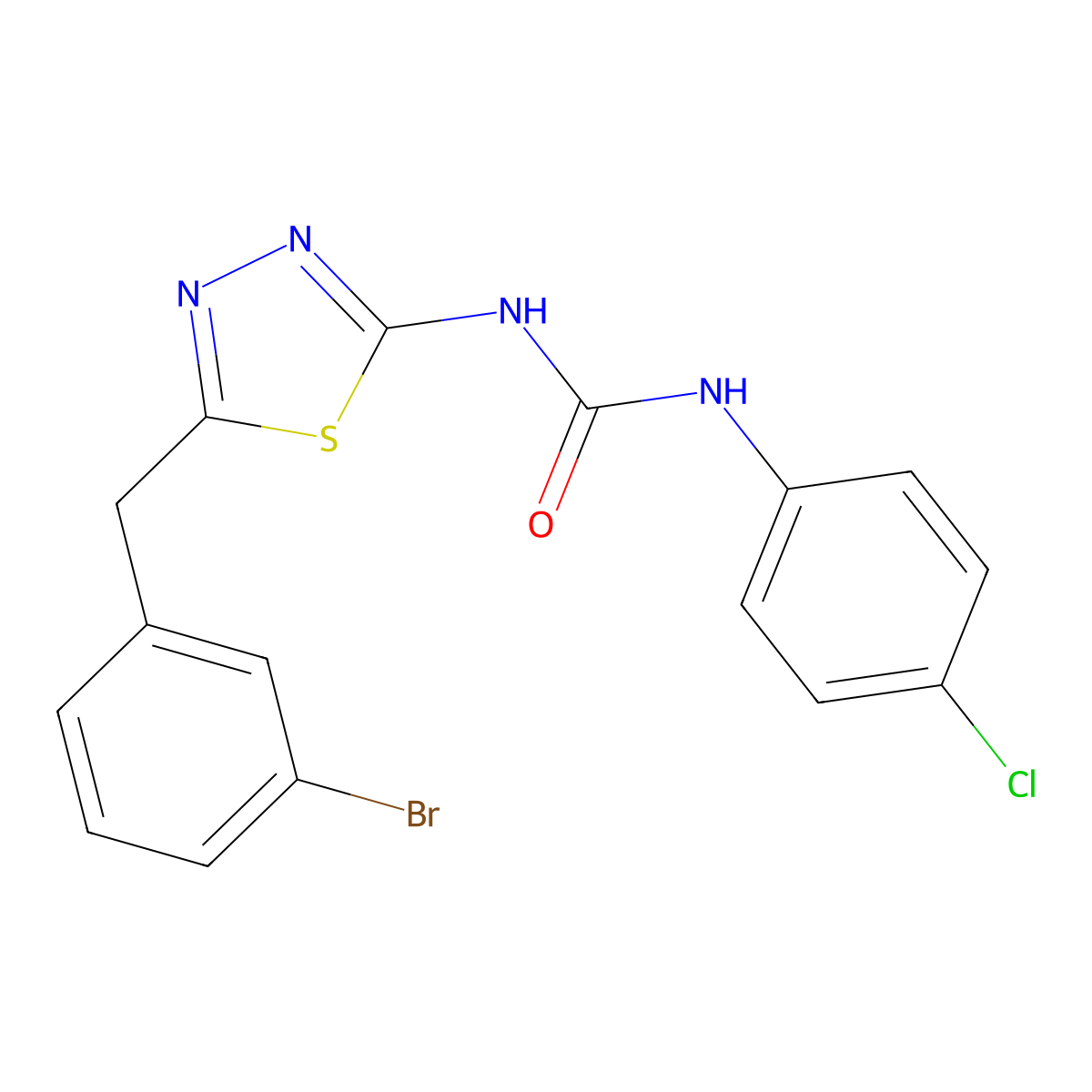 1-[5-[(3-Bromophenyl)methyl]-1,3,4-thiadiazol-2-yl]-3-(4-chlorophenyl)urea molecular structure, CAS 424814-57-3