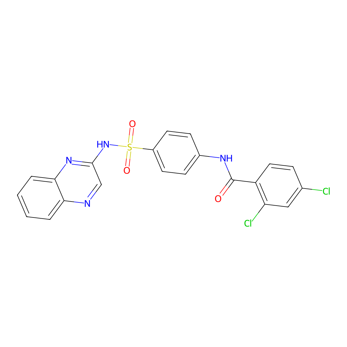 2,4-dichloro-N-[4-(quinoxalin-2-ylsulfamoyl)phenyl]benzamide molecular structure, CAS 424815-12-3