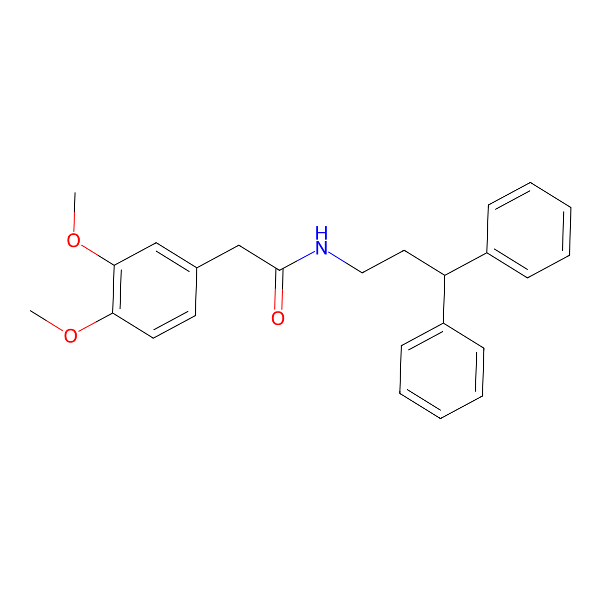 2-(3,4-dimethoxyphenyl)-N-(3,3-diphenylpropyl)acetamide molecular structure, CAS 424815-18-9