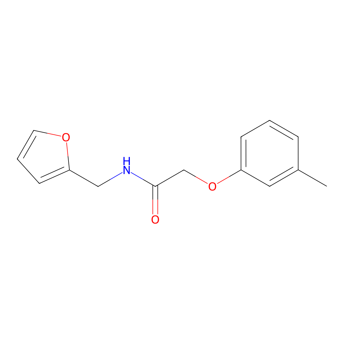 N-(furan-2-ylmethyl)-2-(3-methylphenoxy)acetamide molecular structure, CAS 424815-25-8