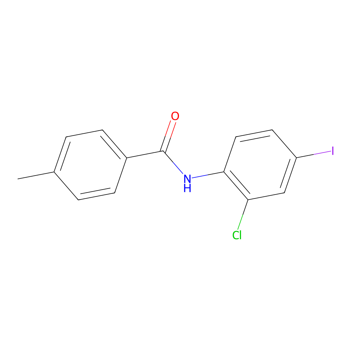 N-(2-chloro-4-iodophenyl)-4-methylbenzamide molecular structure, CAS 424815-38-3