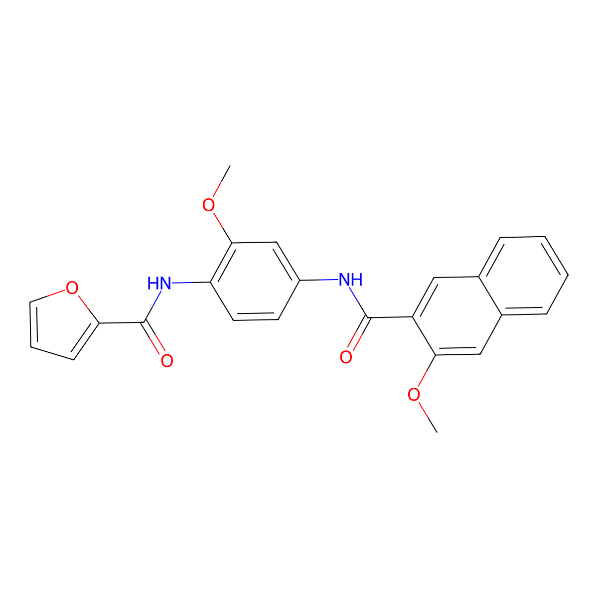 N-[2-methoxy-4-[(3-methoxynaphthalene-2-carbonyl)amino]phenyl]furan-2-carboxamide molecular structure, CAS 424816-09-1