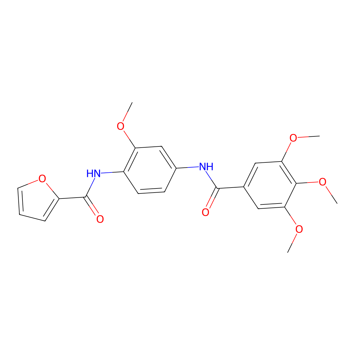 N-[2-methoxy-4-[(3,4,5-trimethoxybenzoyl)amino]phenyl]furan-2-carboxamide molecular structure, CAS 424816-81-9