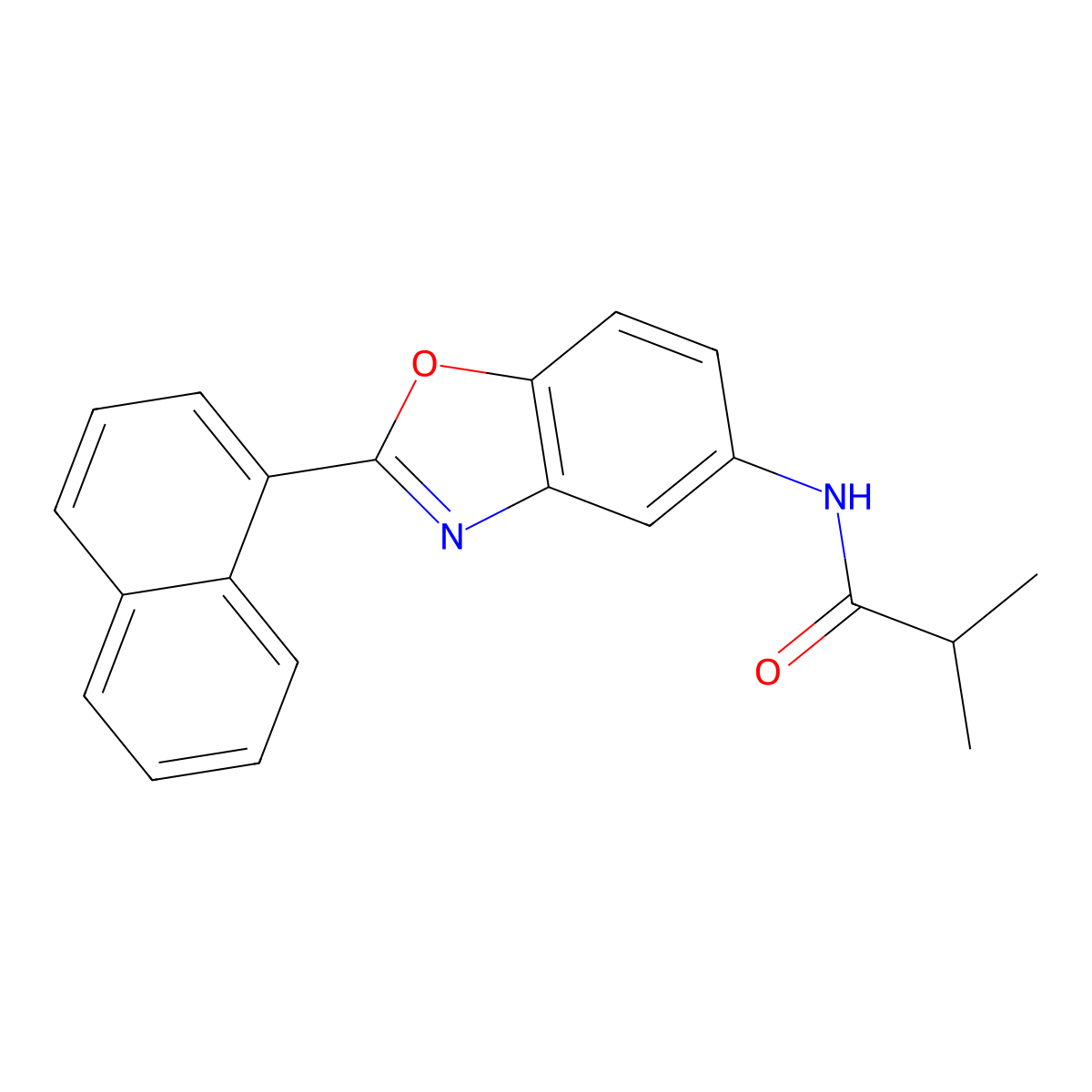 2-methyl-N-[2-(1-naphthyl)-1,3-benzoxazol-5-yl]propanamide molecular structure, CAS 424816-99-9