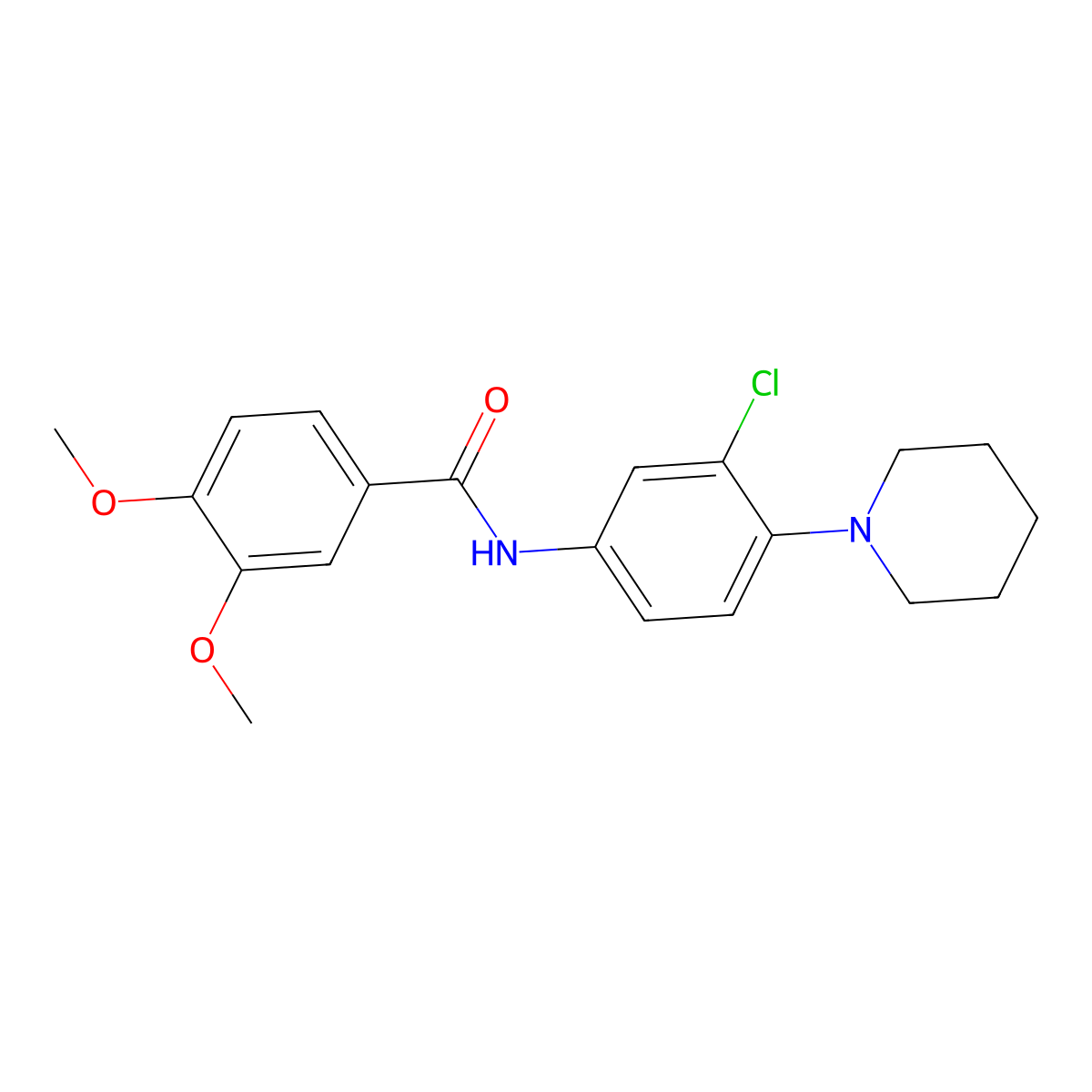 N-[3-chloro-4-(piperidin-1-yl)phenyl]-3,4-dimethoxybenzamide molecular structure, CAS 424817-01-6