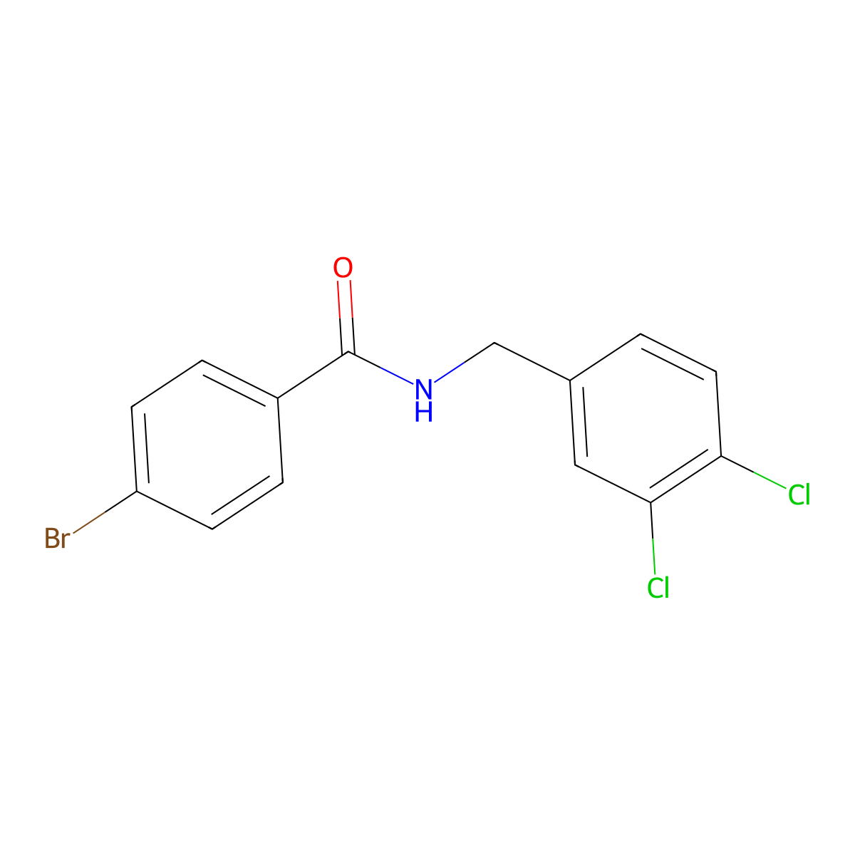4-bromo-N-(3,4-dichlorobenzyl)benzamide molecular structure, CAS 424817-06-1