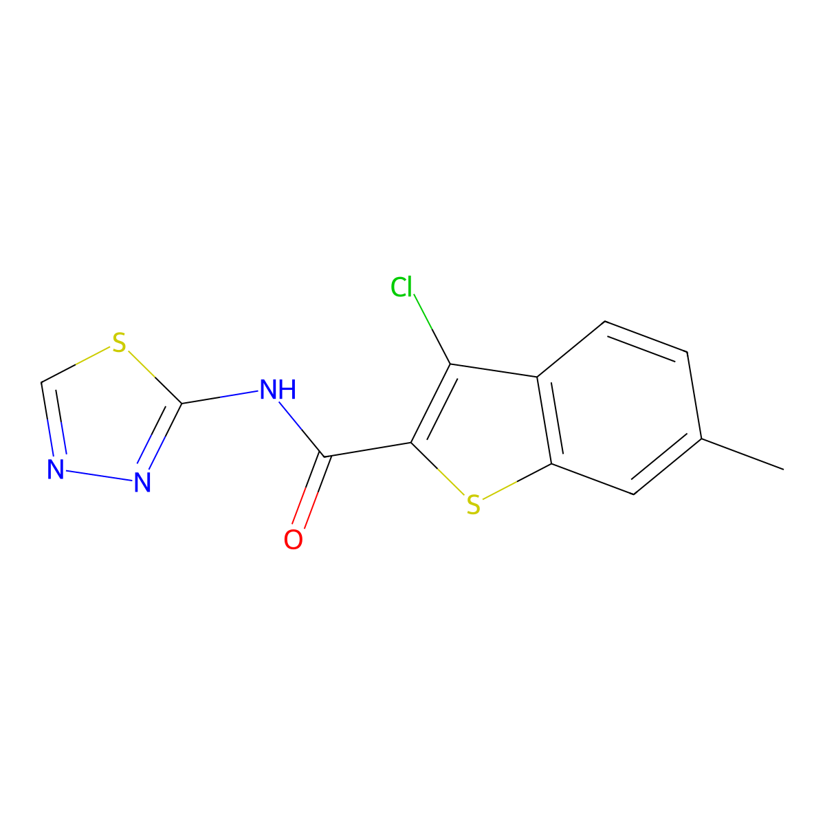 3-chloro-6-methyl-N-(1,3,4-thiadiazol-2-yl)-1-benzothiophene-2-carboxamide molecular structure, CAS 424817-12-9