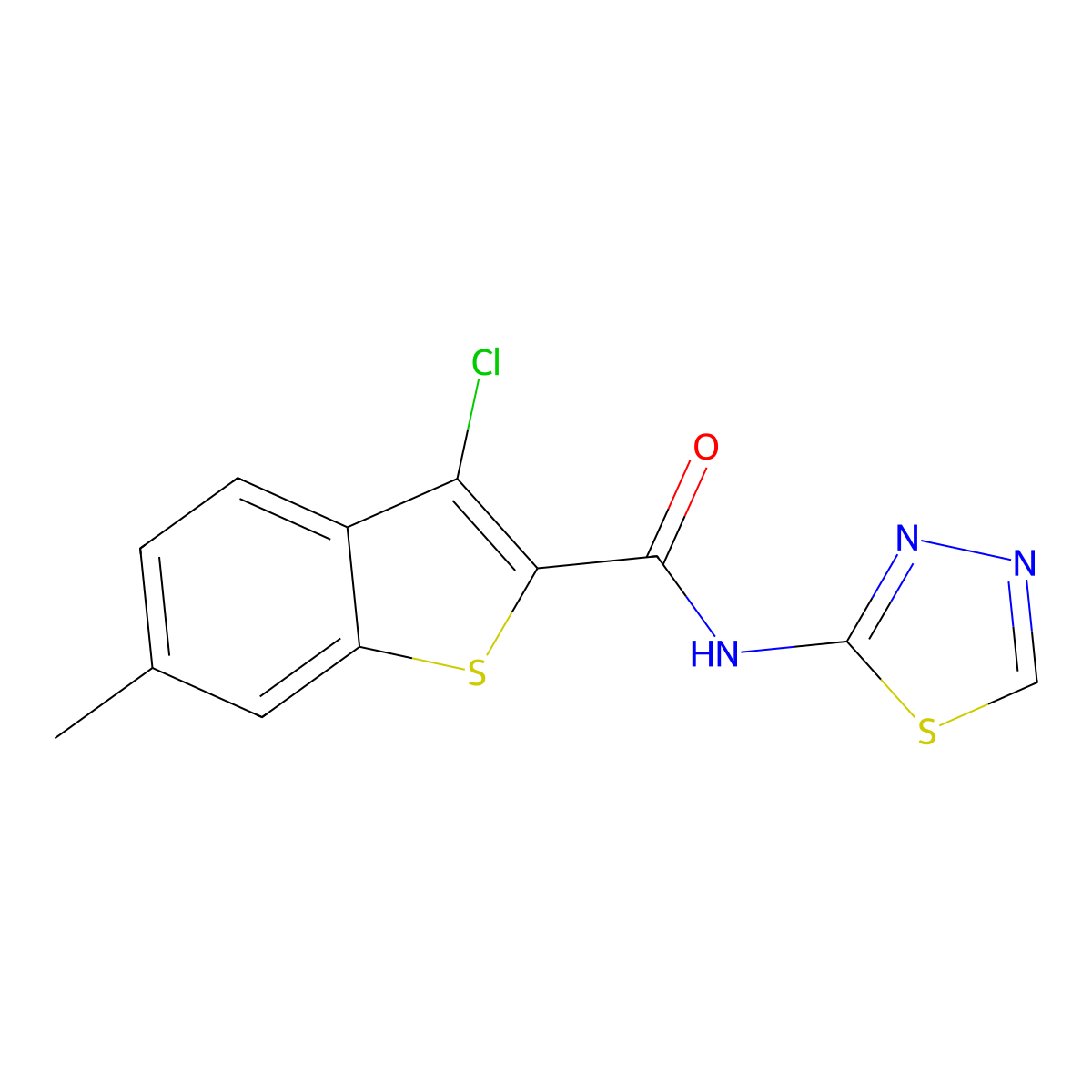 3-chloro-6-methyl-N-(1,3,4-thiadiazol-2-yl)-1-benzothiophene-2-carboxamide molecular structure, CAS 424817-12-9
