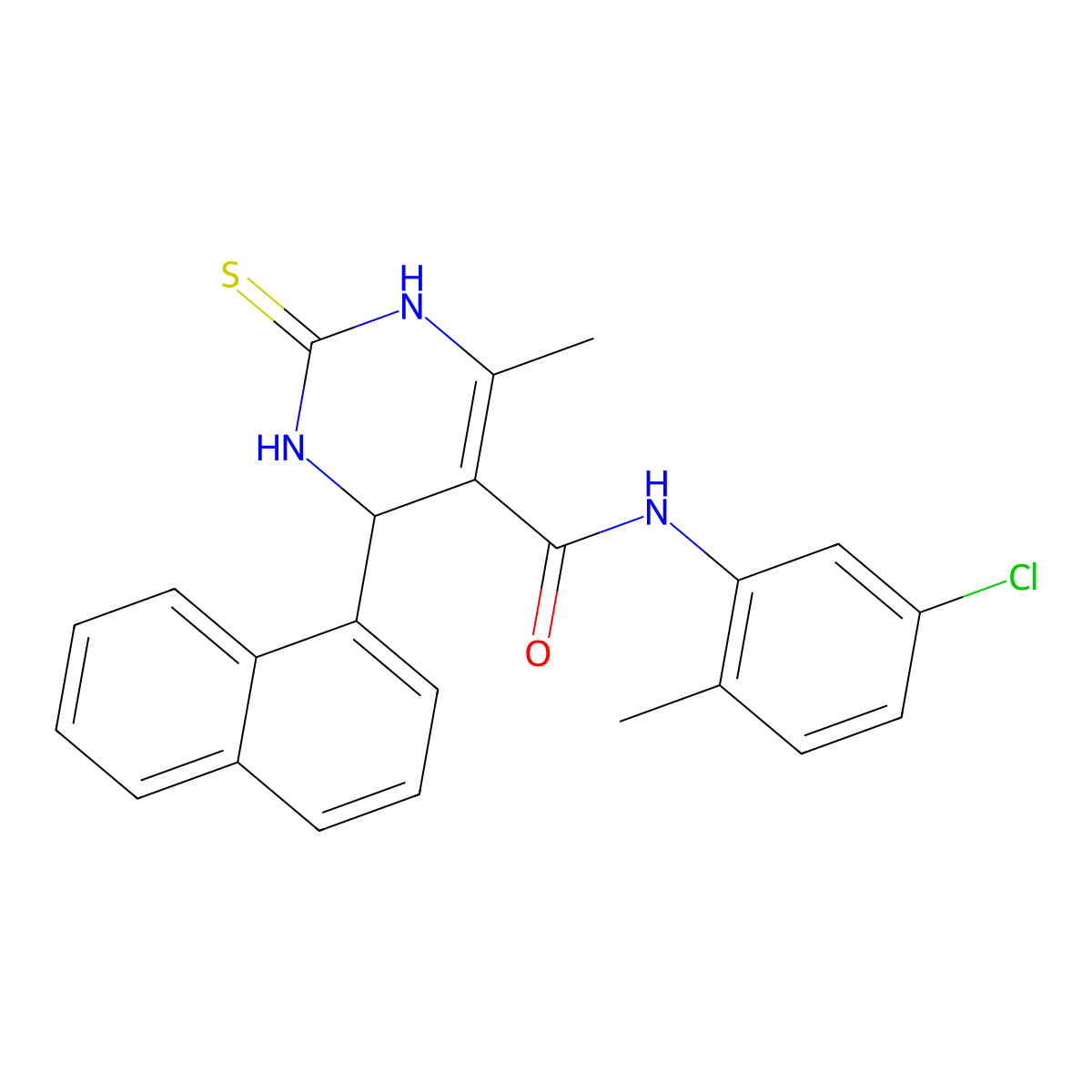 N-(5-chloro-2-methylphenyl)-6-methyl-4-naphthalen-1-yl-2-sulfanylidene-3,4-dihydro-1H-pyrimidine-5-carboxamide molecular structure, CAS 424817-16-3