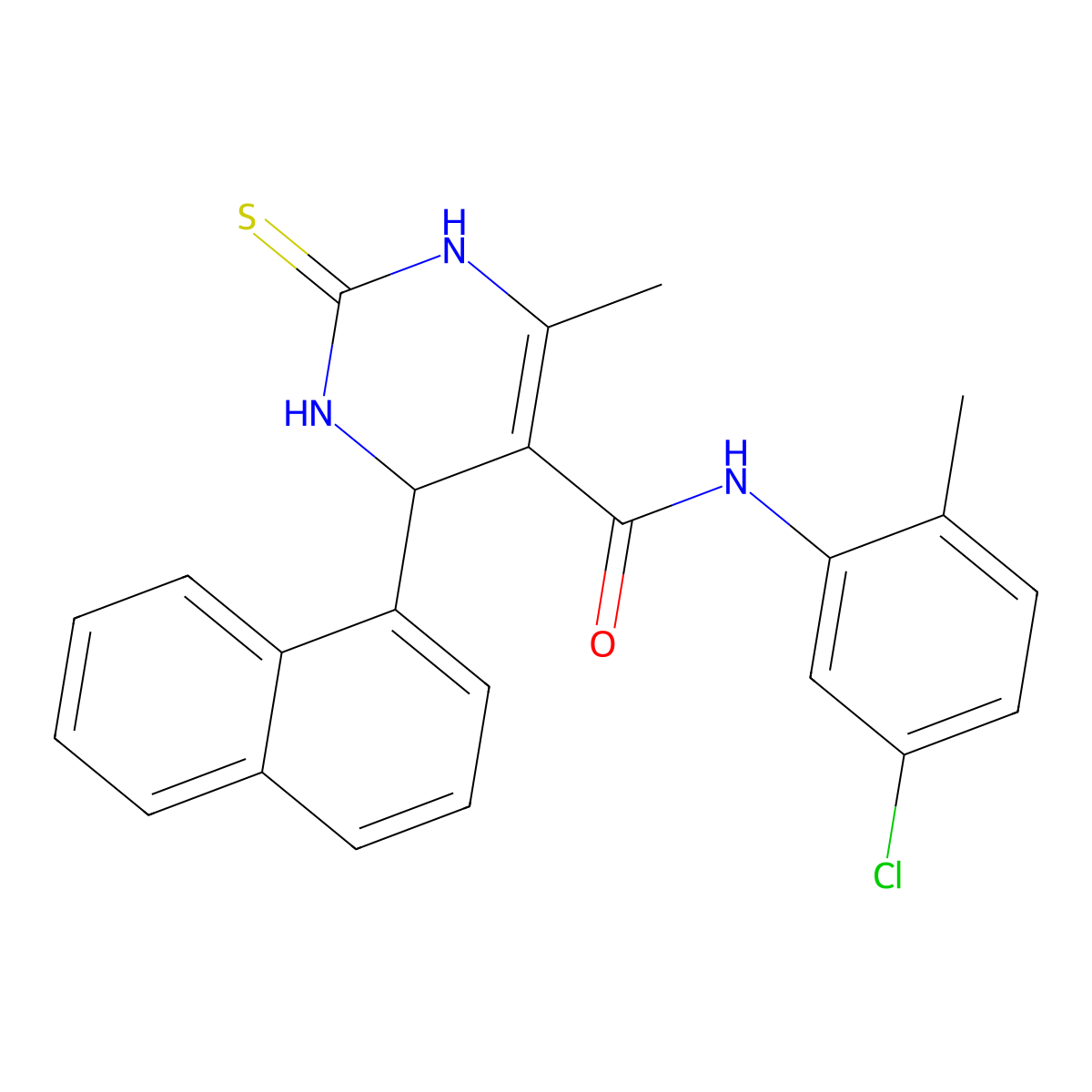 N-(5-chloro-2-methylphenyl)-6-methyl-4-naphthalen-1-yl-2-sulfanylidene-3,4-dihydro-1H-pyrimidine-5-carboxamide molecular structure, CAS 424817-16-3