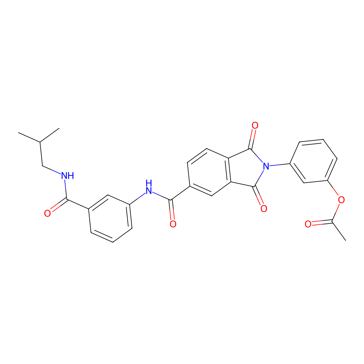 3-[5-({3-[(2-methylpropyl)carbamoyl]phenyl}carbamoyl)-1,3-dioxo-1,3-dihydro-2H-isoindol-2-yl]phenyl acetate molecular structure, CAS 424817-38-9