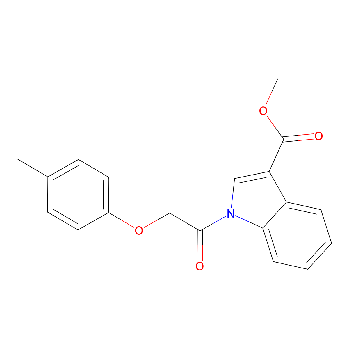 Methyl 1-(2-(p-tolyloxy)acetyl)-1H-indole-3-carboxylate molecular structure, CAS 424817-39-0
