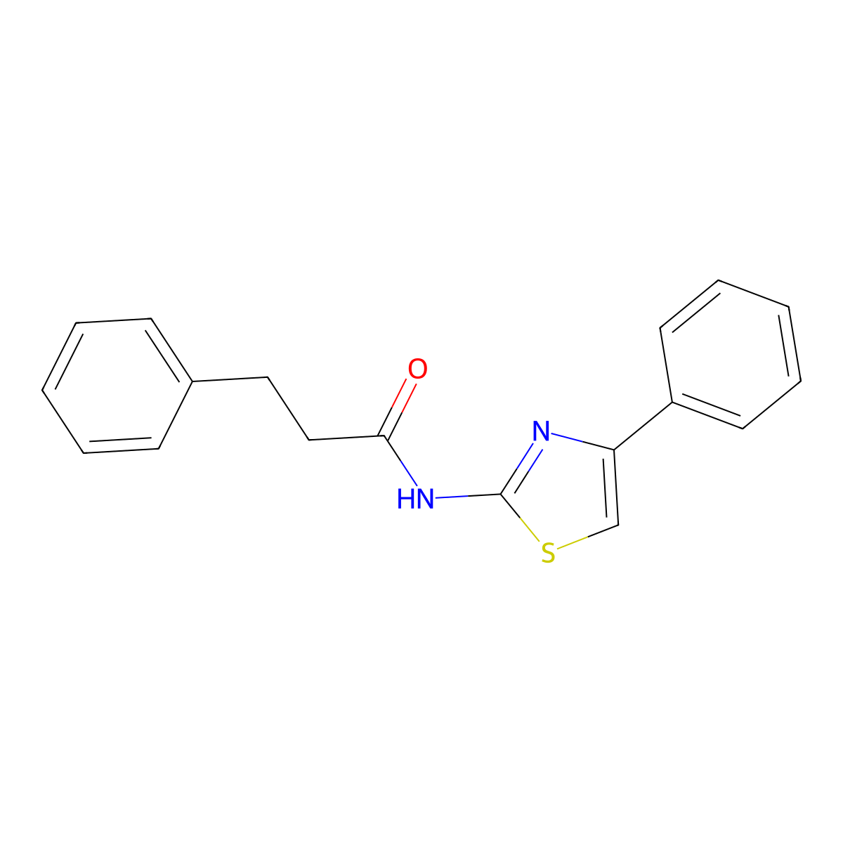 3-phenyl-N-(4-phenyl-1,3-thiazol-2-yl)propanamide molecular structure, CAS 424817-69-6