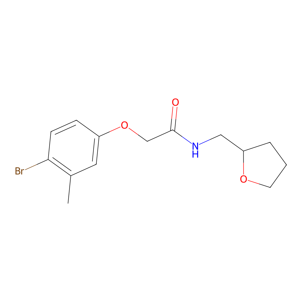 2-(4-bromo-3-methylphenoxy)-N-(oxolan-2-ylmethyl)acetamide molecular structure, CAS 424817-71-0
