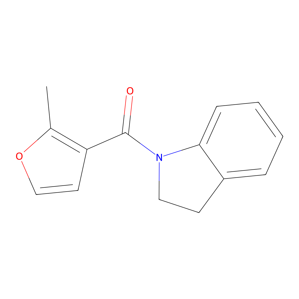 2,3-Dihydroindol-1-yl-(2-methylfuran-3-yl)methanone molecular structure, CAS 424818-17-7