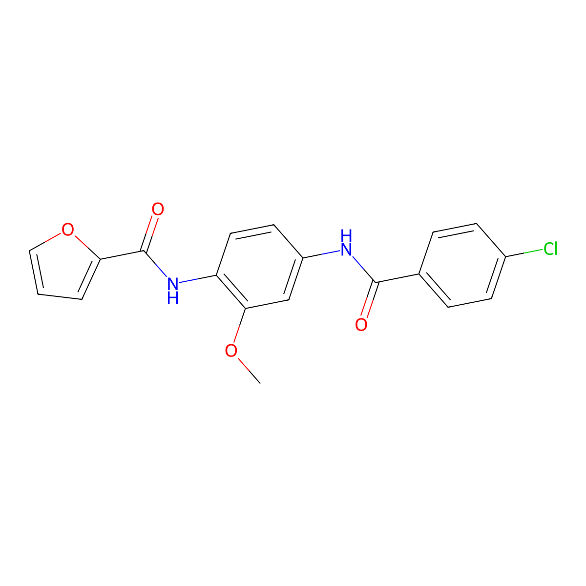 N-[4-[(4-chlorobenzoyl)amino]-2-methoxyphenyl]furan-2-carboxamide molecular structure, CAS 424818-31-5