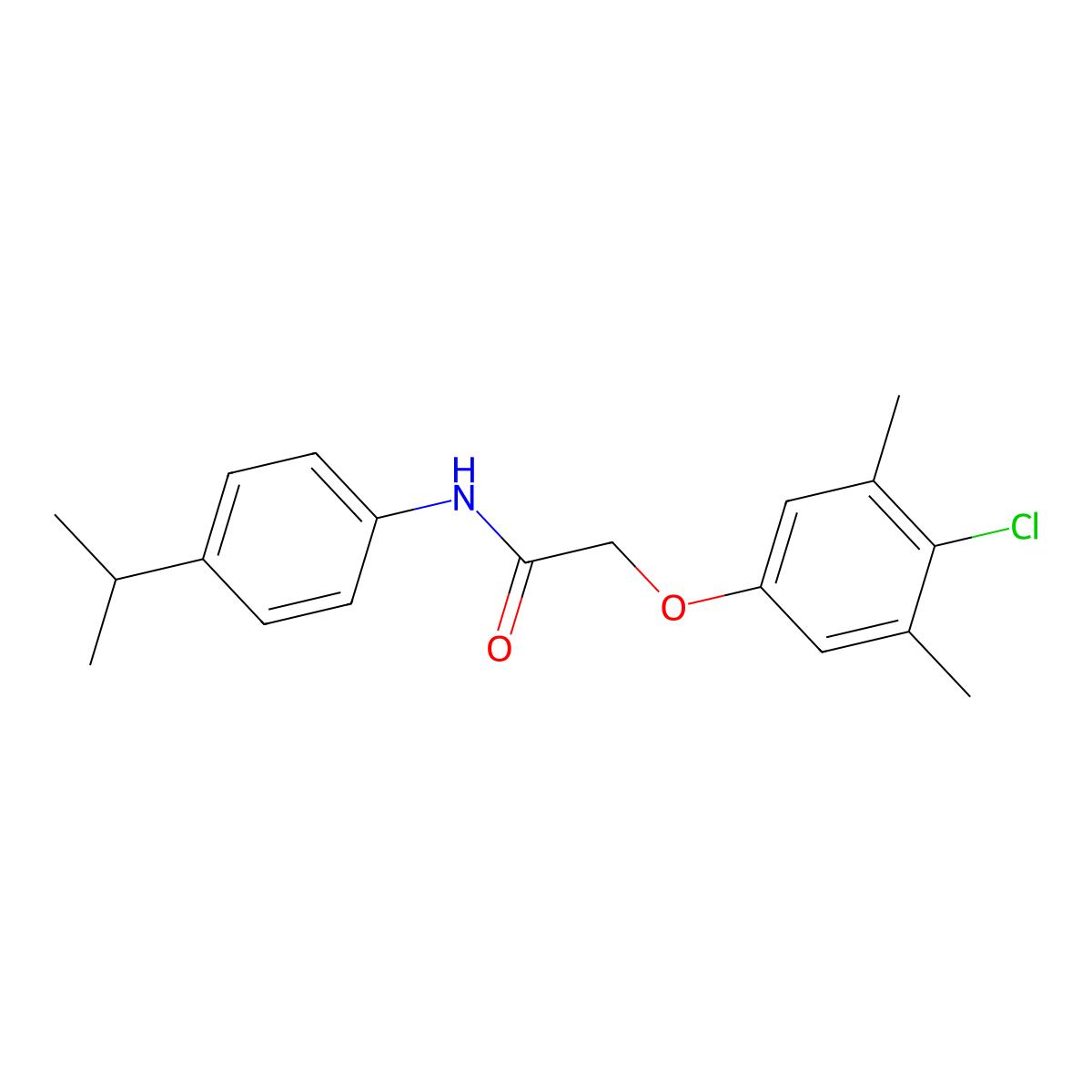 2-(4-chloro-3,5-dimethylphenoxy)-N-(4-propan-2-ylphenyl)acetamide molecular structure, CAS 424819-17-0