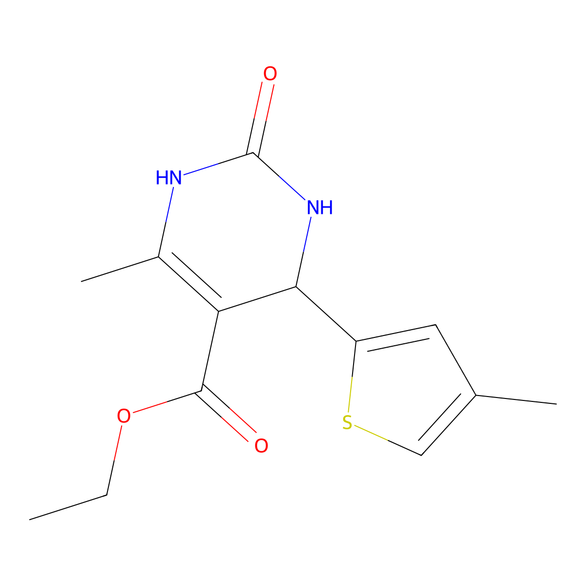 ethyl 6-methyl-4-(4-methylthiophen-2-yl)-2-oxo-3,4-dihydro-1H-pyrimidine-5-carboxylate molecular structure, CAS 424819-36-3