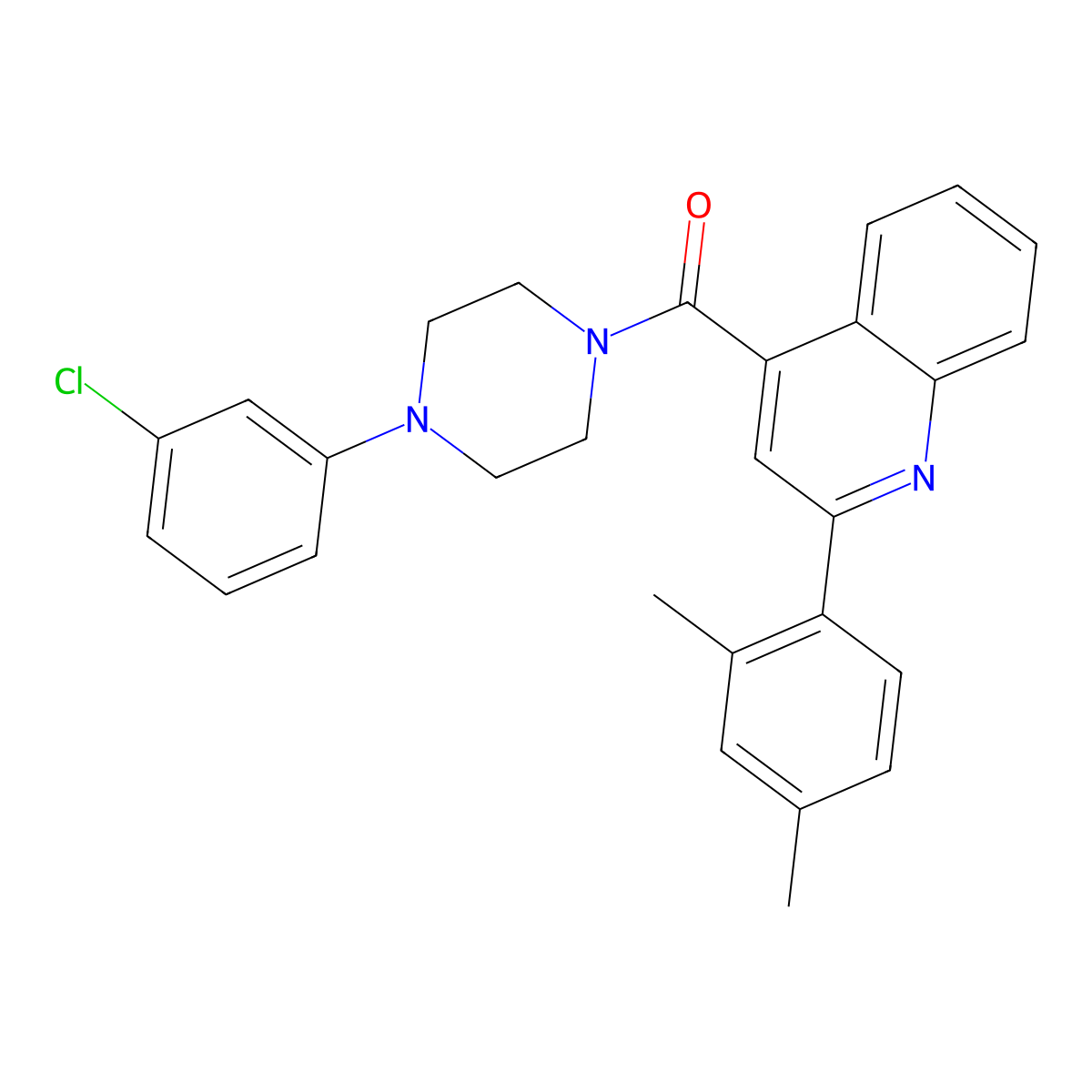 [4-(3-Chlorophenyl)piperazin-1-yl]-[2-(2,4-dimethylphenyl)quinolin-4-yl]methanone molecular structure, CAS 424819-41-0