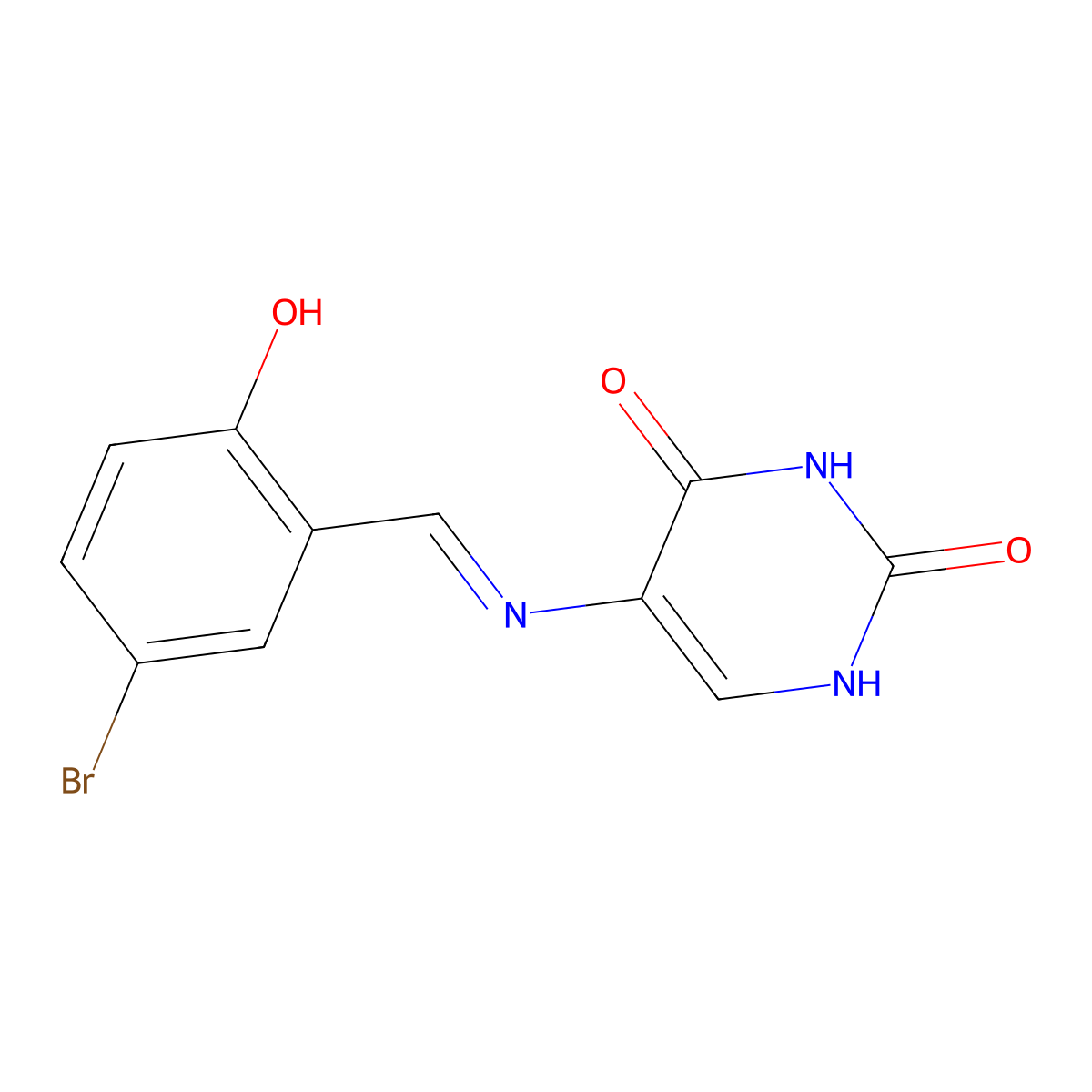 5-[(5-bromo-2-hydroxybenzylidene)amino]-2,4(1H,3H)-pyrimidinedione molecular structure, CAS 42485-30-3