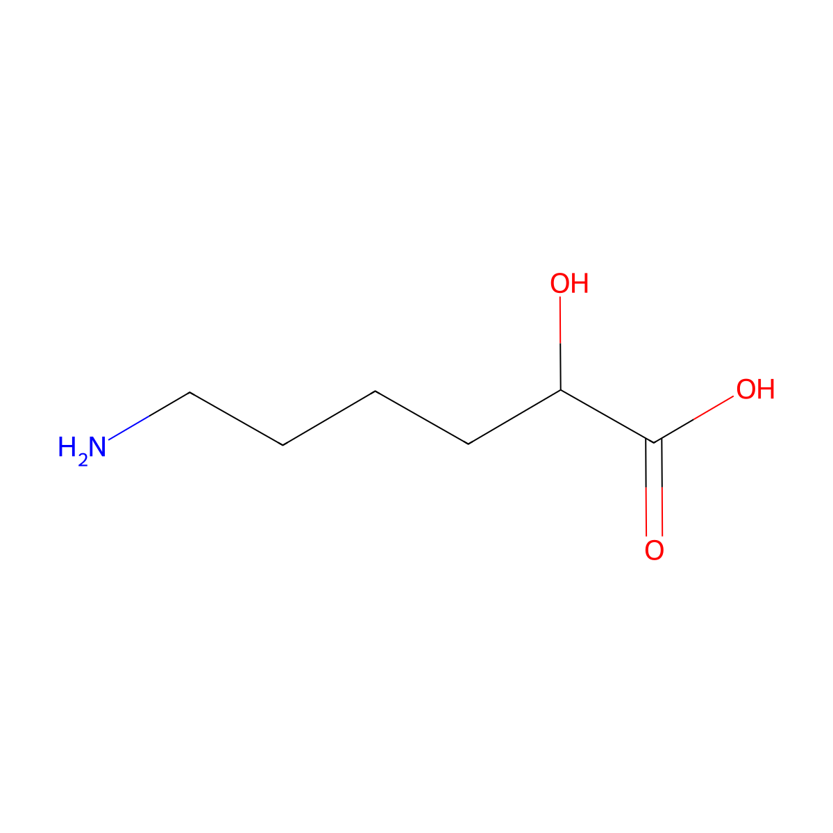 (2S)-6-Amino-2-hydroxyhexanoic acid molecular structure, CAS 42491-84-9