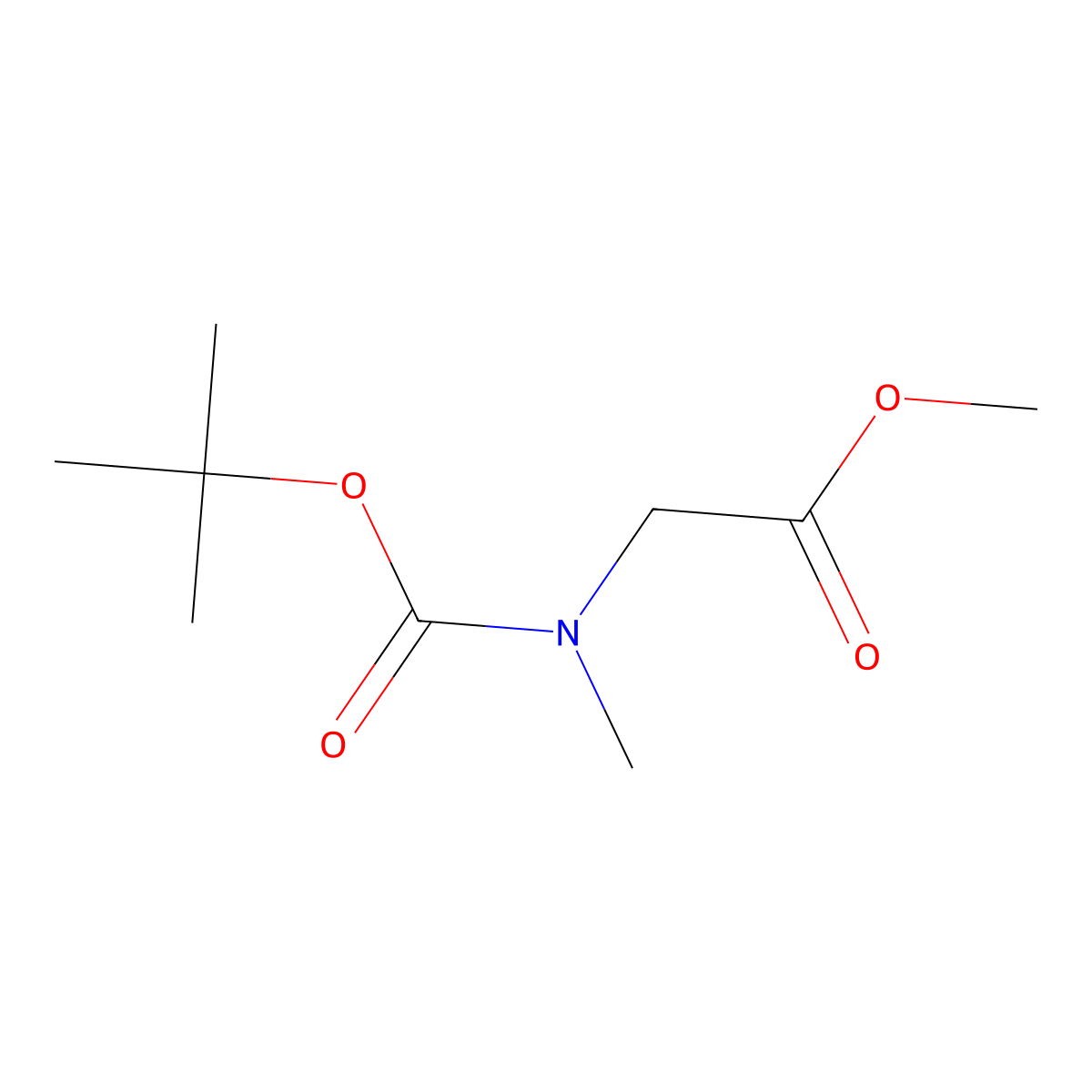 Methyl 2-((tert-butoxycarbonyl)(methyl)amino)acetate molecular structure, CAS 42492-57-9