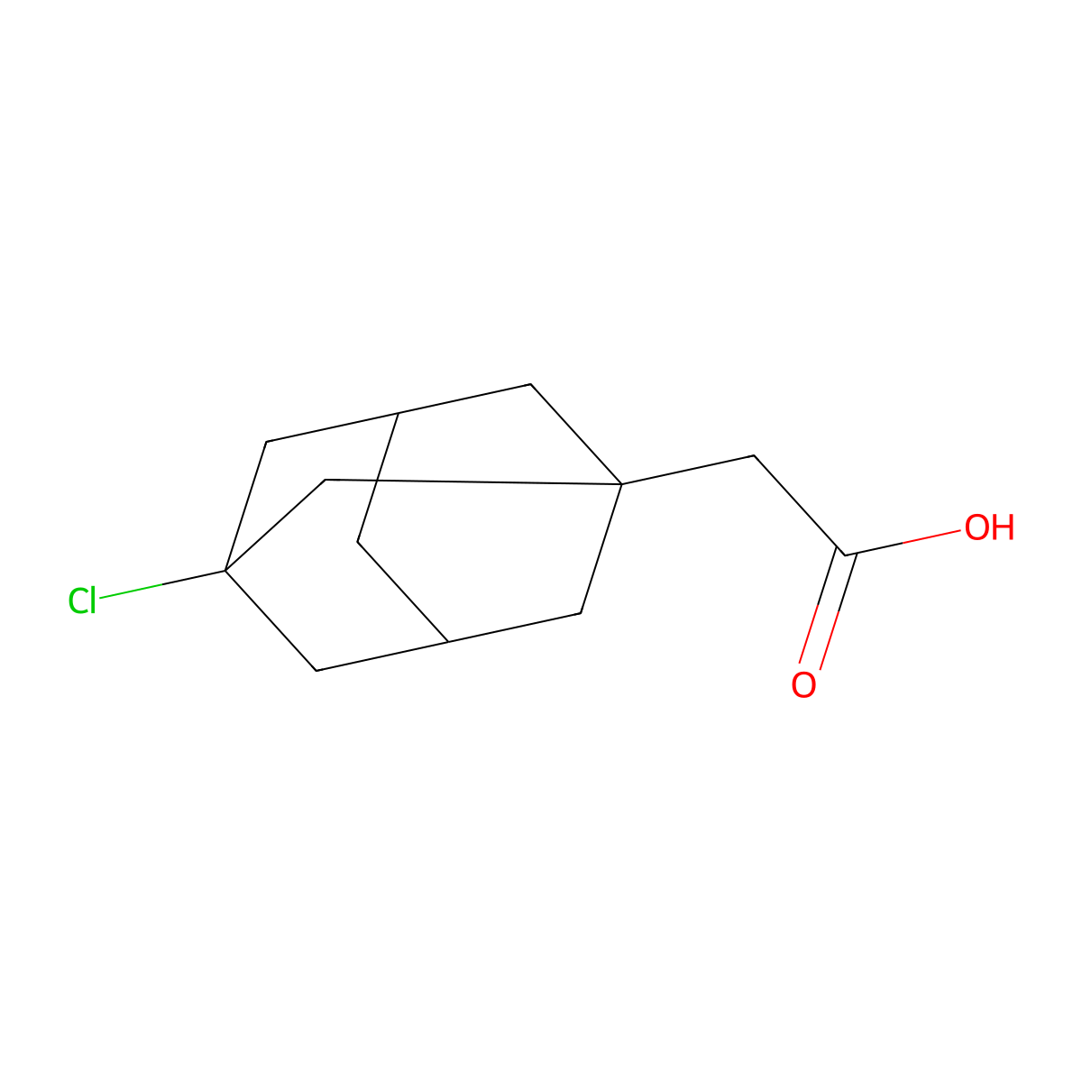 (3-Chloro-adamantan-1-yl)-acetic acid molecular structure, CAS 42501-29-1