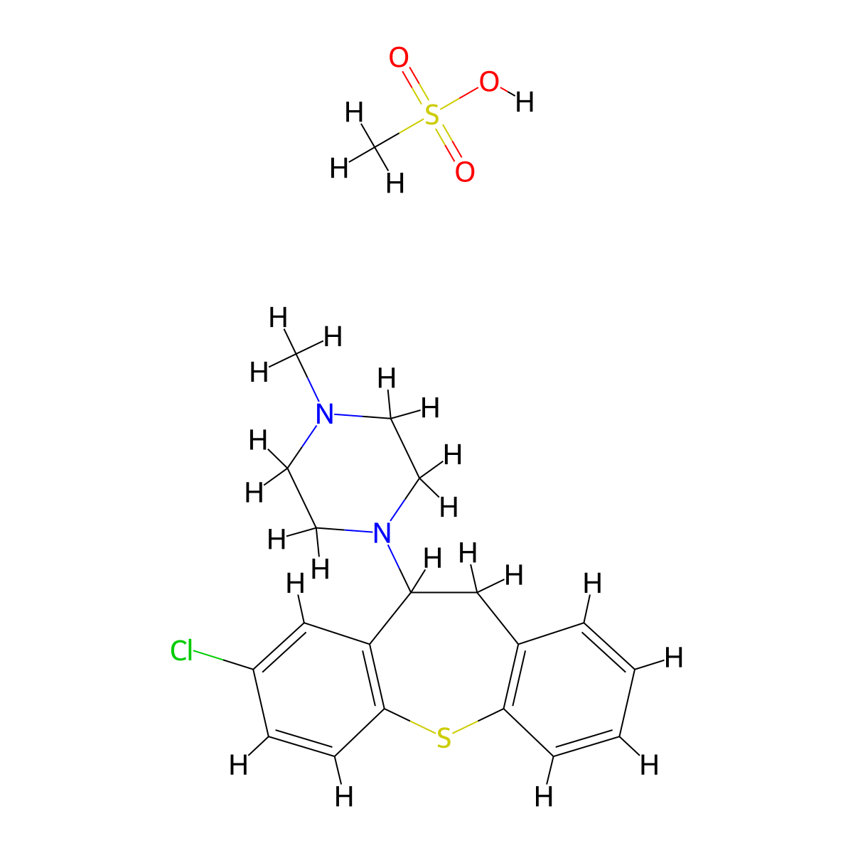 Piperazine, 1-(8-chloro-10,11-dihydrodibenzo(b,f)thiepin-10-yl)-4-methyl-, methanesulfonate (1:1) molecular structure, CAS 42505-79-3